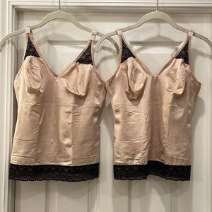 2 Ruby Ribbon Pin-Up camis - nude with black lace - size 34 Level 4 Support